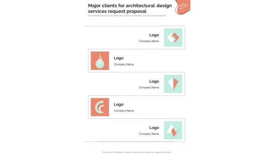 Major Clients For Architectural Design Services Request Proposal One Pager Sample Example Document