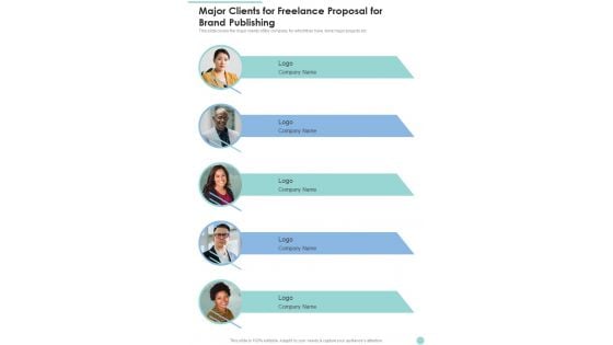 Major Clients For Freelance Proposal For Brand Publishing One Pager Sample Example Document