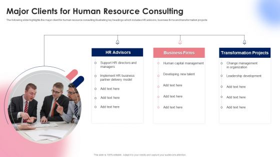 Major Clients For Human Resource Consulting Ppt Model Graphics Tutorials PDF