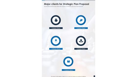 Major Clients For Strategic Plan Proposal One Pager Sample Example Document