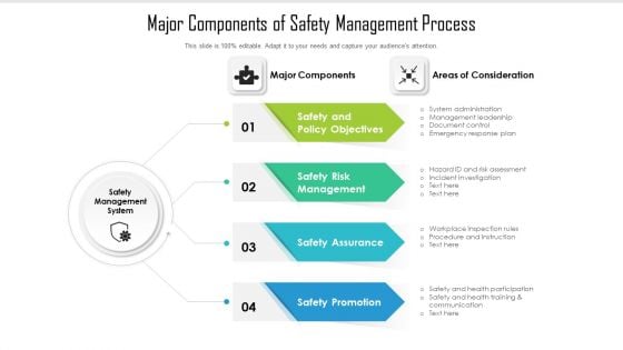 Major Components Of Safety Management Process Ppt PowerPoint Presentation Icon Diagrams PDF