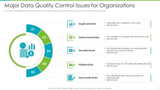 Major Data Quality Control Issues For Organizations Portrait PDF