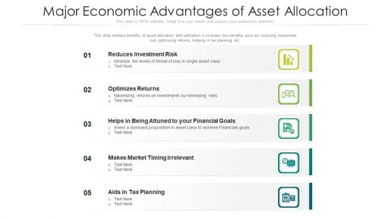 Major Economic Advantages Of Asset Allocation Ppt PowerPoint Presentation Gallery Clipart PDF