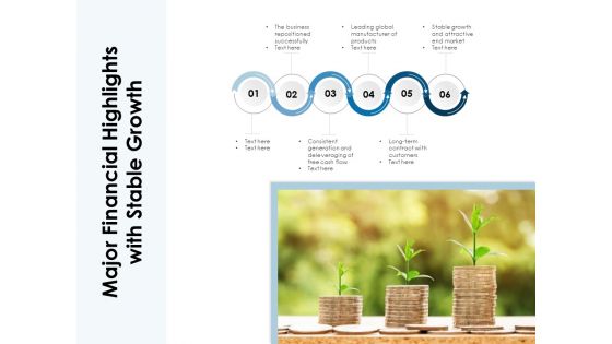 Major Financial Highlights With Stable Growth Ppt PowerPoint Presentation Gallery Demonstration PDF