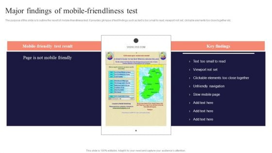Major Findings Of Mobile Friendliness Test Performing Mobile SEO Audit To Analyze Web Traffic Pictures PDF Major Findings Of Mobile Friendliness Test Performing Mobile SEO Audit To Analyze Web Traffic Pictures PDF
