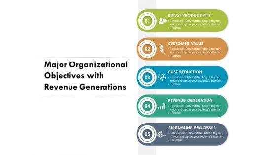 Major Organizational Objectives With Revenue Generations Ppt PowerPoint Presentation Gallery Background Images PDF