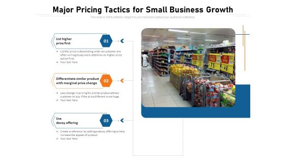 Major Pricing Tactics For Small Business Growth Ppt PowerPoint Presentation Portfolio Layout PDF