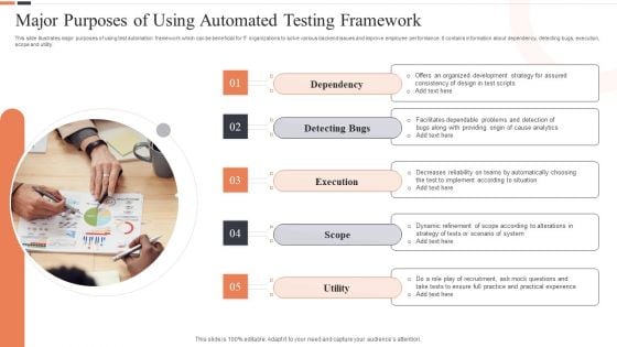 Major Purposes Of Using Automated Testing Framework Ppt Summary Format PDF