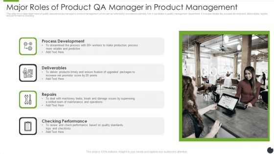 Major Roles Of Product QA Manager In Product Management Pictures PDF