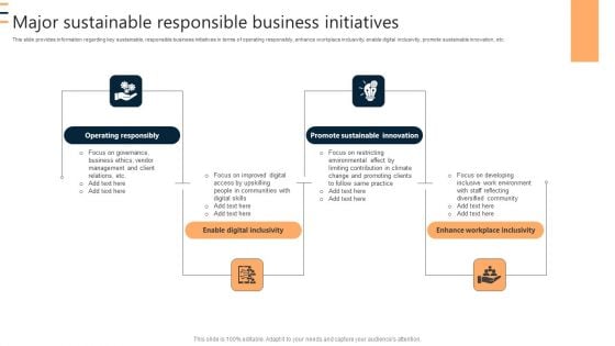 Major Sustainable Responsible Business Initiatives Ppt Inspiration Slide Download PDF