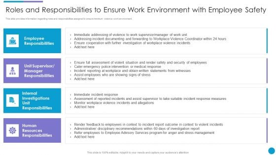 Major Techniques For Project Safety IT Roles And Responsibilities To Ensure Work Environment With Employee Safety Graphics PDF Major Techniques For Project Safety IT Roles And Responsibilities To Ensure Work Environment With Employee Safety Graphics PDF
