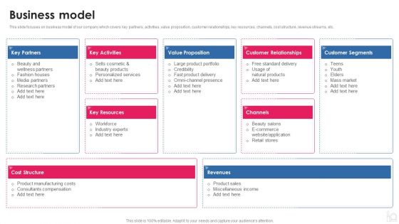 Makeup And Beauty Care Products Company Profile Business Model Pictures PDF