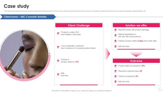 Makeup And Beauty Care Products Company Profile Case Study Slide Graphics PDF