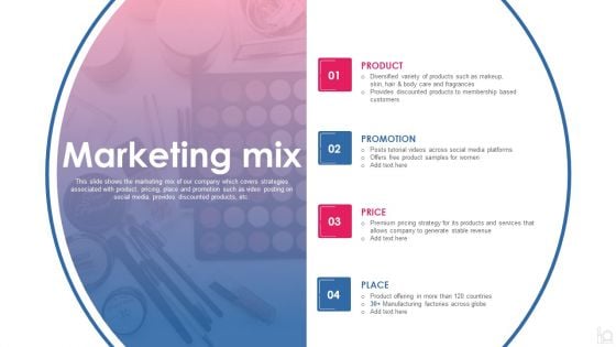 Makeup And Beauty Care Products Company Profile Marketing Mix Pictures PDF