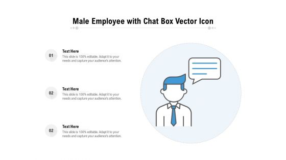 Male Employee With Chat Box Vector Icon Ppt PowerPoint Presentation File Professional PDF