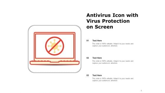 Malware And Antivirus Icon Computer Monitor Ppt PowerPoint Presentation Complete Deck