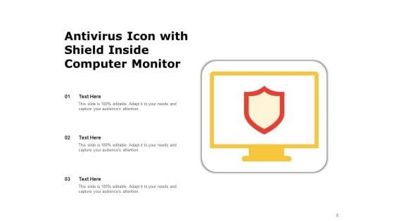 Malware And Antivirus Icon Computer Monitor Ppt PowerPoint Presentation Complete Deck