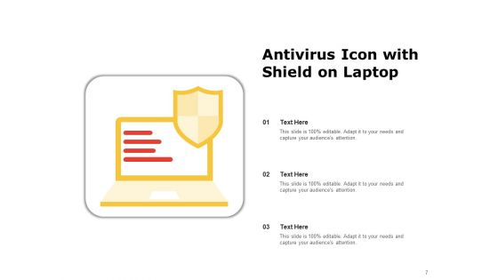 Malware And Antivirus Icon Computer Monitor Ppt PowerPoint Presentation Complete Deck