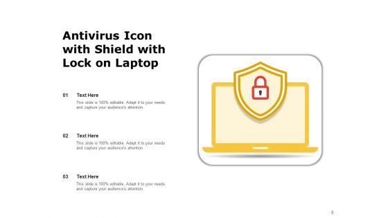 Malware And Antivirus Icon Computer Monitor Ppt PowerPoint Presentation Complete Deck