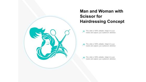 Man And Woman With Scissor For Hairdressing Concept Ppt PowerPoint Presentation Good