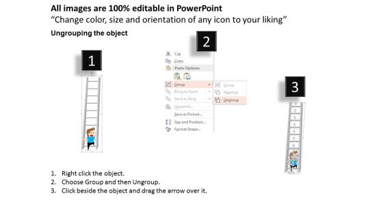 Man Climbing Ladder For Success Powerpoint Template