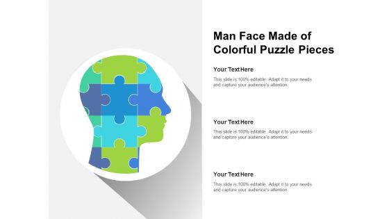 Man Face Made Of Colorful Puzzle Pieces Ppt PowerPoint Presentation Professional Styles PDF