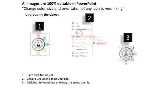 Man Inside Gear With Marketing Icons Powerpoint Template