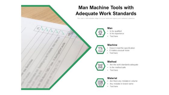 Man Machine Tools With Adequate Work Standards Ppt PowerPoint Presentation File Graphics Design PDF Man Machine Tools With Adequate Work Standards Ppt PowerPoint Presentation File Graphics Design PDF