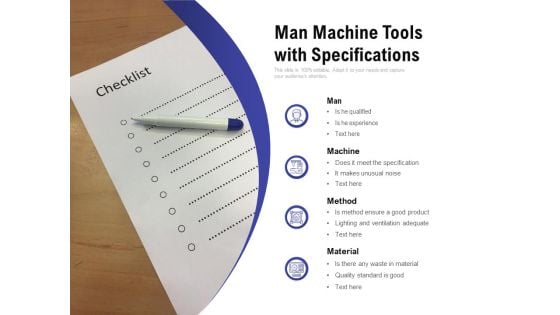 Man Machine Tools With Specifications Ppt PowerPoint Presentation Gallery Aids PDF