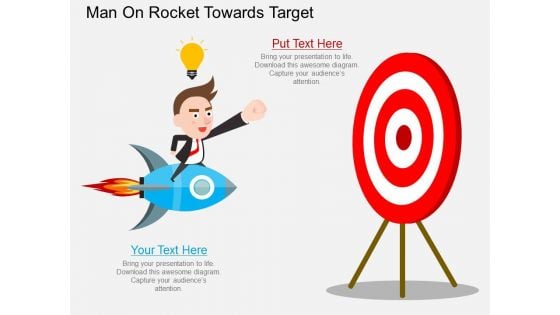 Man On Rocket Towards Target Powerpoint Template