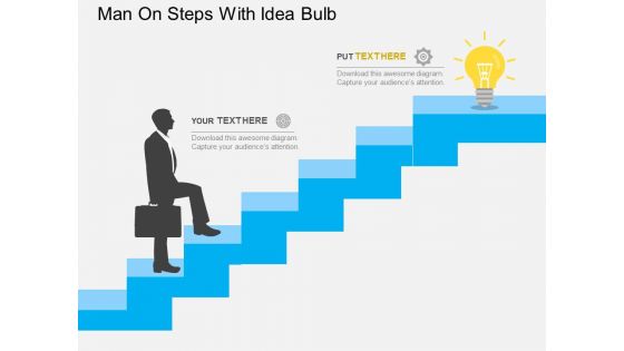 Man On Steps With Idea Bulb Powerpoint Templates