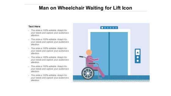 Man On Wheelchair Waiting For Lift Icon Ppt PowerPoint Presentation Gallery Example Introduction PDF