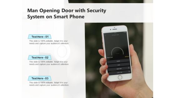 Man Opening Door With Security System On Smart Phone Ppt PowerPoint Presentation Model Grid PDF