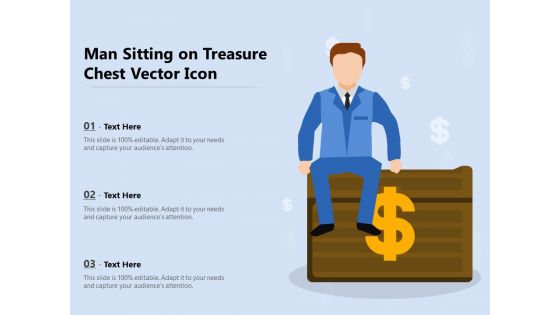 Man Sitting On Treasure Chest Vector Icon Ppt PowerPoint Presentation Styles Files PDF