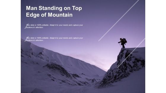 Man Standing On Top Edge Of Mountain Ppt PowerPoint Presentation Portfolio Ideas
