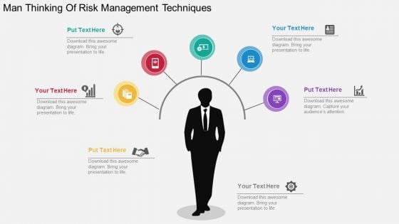 Man Thinking Of Risk Management Techniques Powerpoint Template