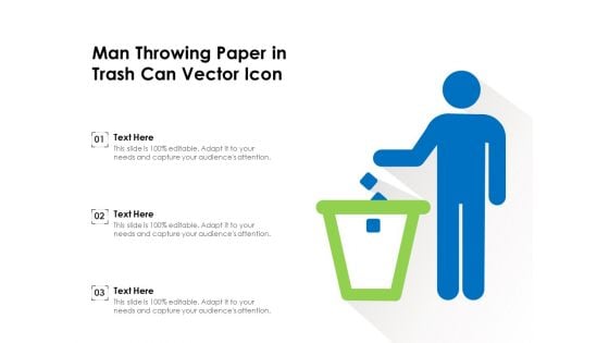 Man Throwing Paper In Trash Can Vector Icon Ppt PowerPoint Presentation Pictures Graphics PDF