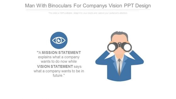 Man With Binoculars For Companys Vision Ppt Design