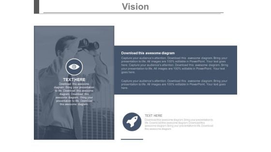 Man With Binoculars For Future Vision Layout Powerpoint Slides