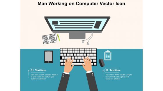 Man Working On Computer Vector Icon Ppt PowerPoint Presentation File Summary PDF