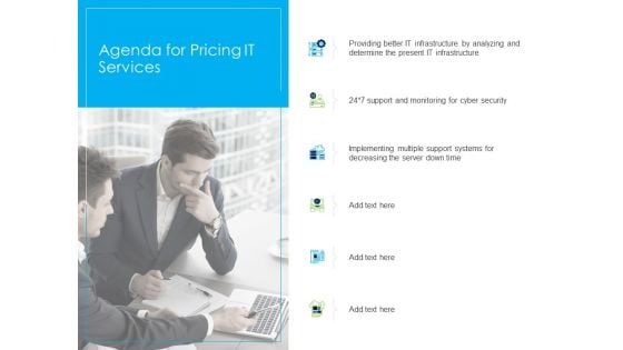 Managed IT Services Pricing Model Agenda For Pricing IT Services Demonstration PDF Managed IT Services Pricing Model Agenda For Pricing IT Services Demonstration PDF
