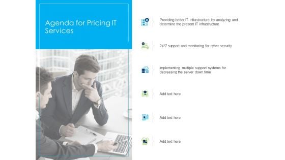 Managed IT Services Pricing Model Agenda For Pricing IT Services Demonstration PDF
