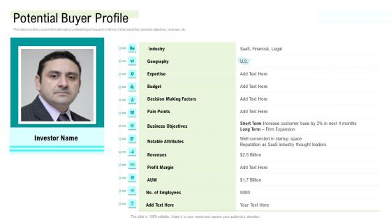 Management Acquisition As Exit Strategy Ownership Transfer Potential Buyer Profile Template PDF