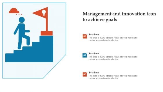 Management And Innovation Icon To Achieve Goals Ppt Layouts Brochure PDF