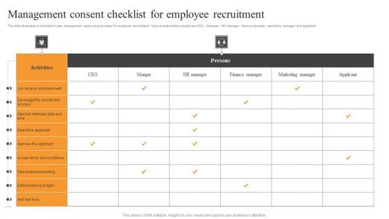 Management Consent Checklist For Employee Recruitment Brochure PDF