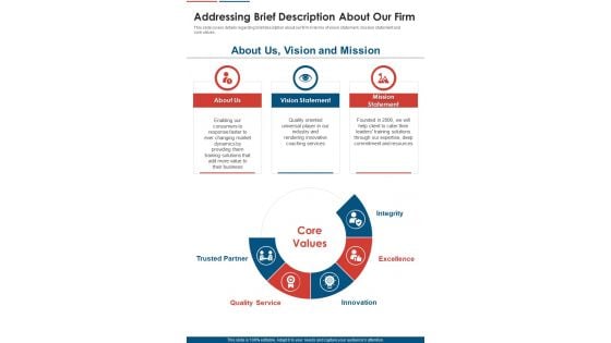 Management Efficiency Improvement Proposal Addressing Brief Description About Our Firm One Pager Sample Example Document Management Efficiency Improvement Proposal Addressing Brief Description About Our Firm One Pager Sample Example Document
