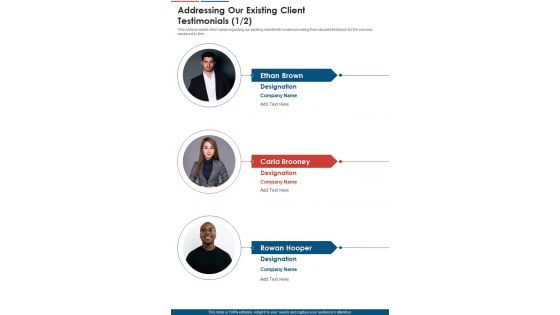 Management Efficiency Improvement Proposal Addressing Our Existing Client Testimonials One Pager Sample Example Document Management Efficiency Improvement Proposal Addressing Our Existing Client Testimonials One Pager Sample Example Document