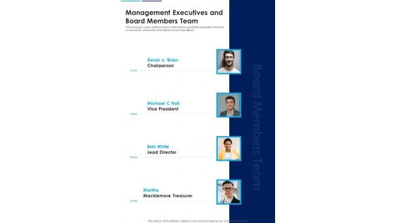 Management Executives And Board Members Team Template 174 One Pager Documents Management Executives And Board Members Team Template 174 One Pager Documents