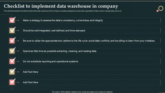 Management Information System Checklist To Implement Data Warehouse In Company Themes PDF Management Information System Checklist To Implement Data Warehouse In Company Themes PDF