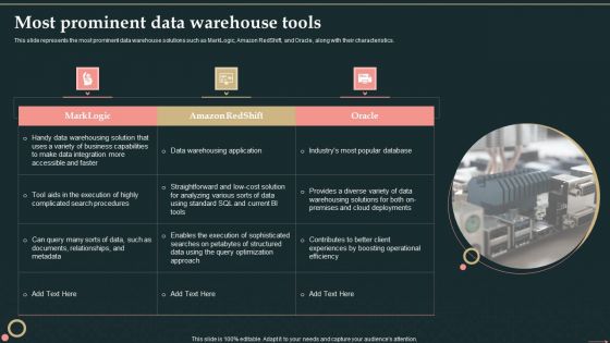 Management Information System Most Prominent Data Warehouse Tools Diagrams PDF